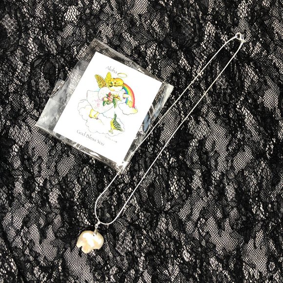 NEW - Hawaiian Freshwater Baroque Pearl Pendant Necklace Set in 8KT GP Setting - Picture 4 of 16